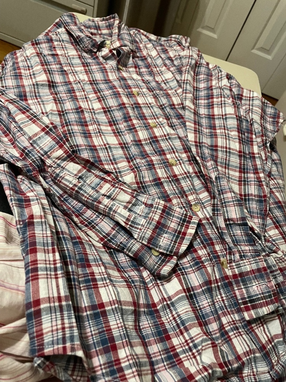 Mens Medium Eddie Bauer Long Sleeve Plaid Cotton Shirt